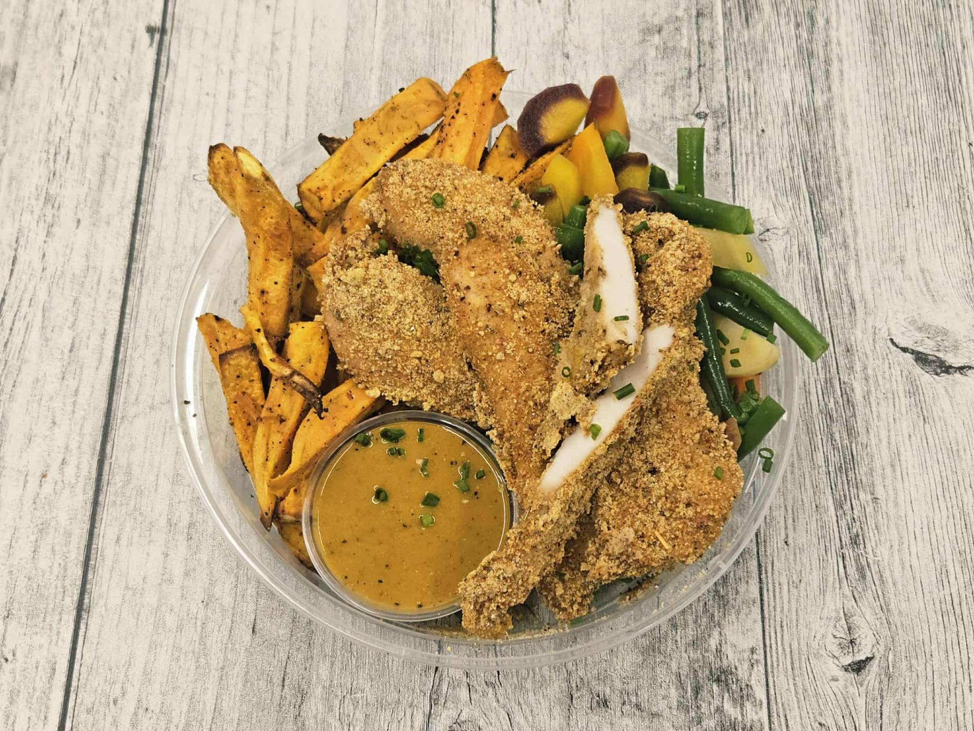Filets de poulet panés